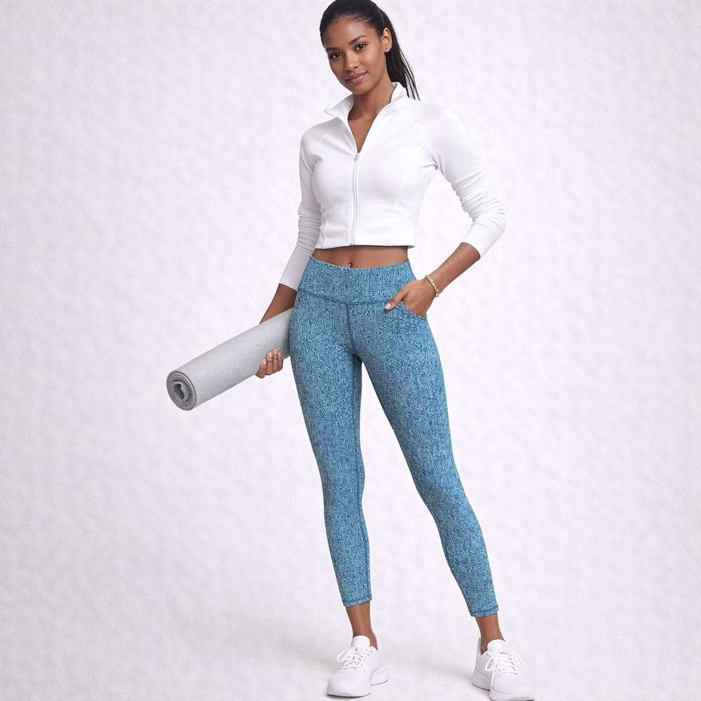 Lululemon High-Rise Athletic Leggings | Blue Speckled | Size S